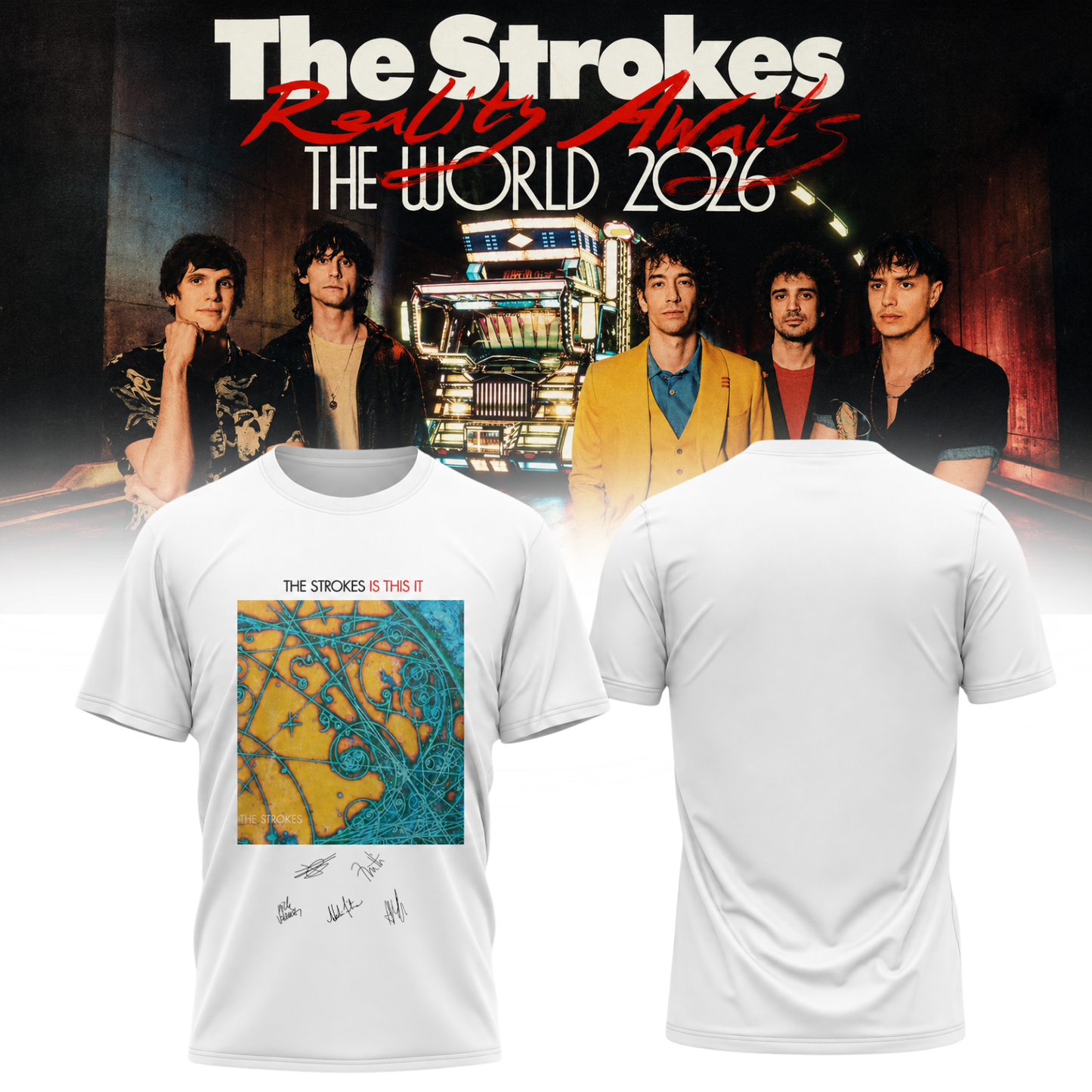 The Strokes “Reality Awaits Tour 2026” Signature Limited Edition – Tshirt