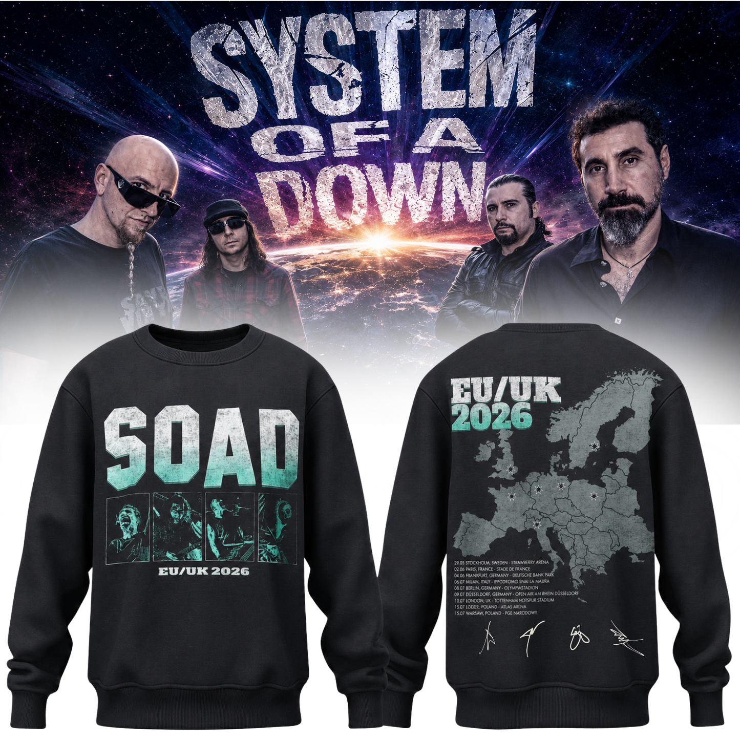 System of a Down “Europe / UK Stadium Tour 2026” – Sweatshirt