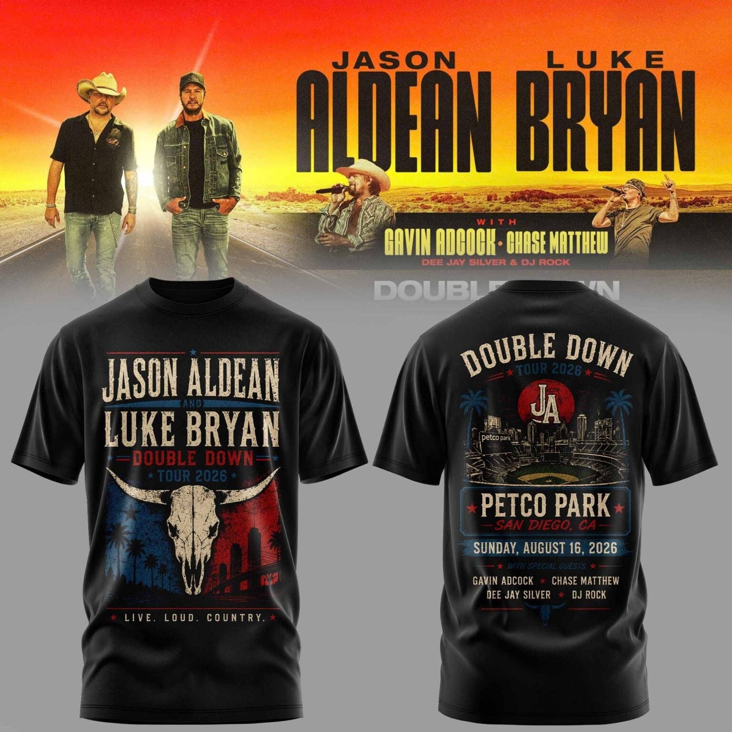 Jason Aldean & Luke Bryan – Double Down Tour 2026 T-Shirt