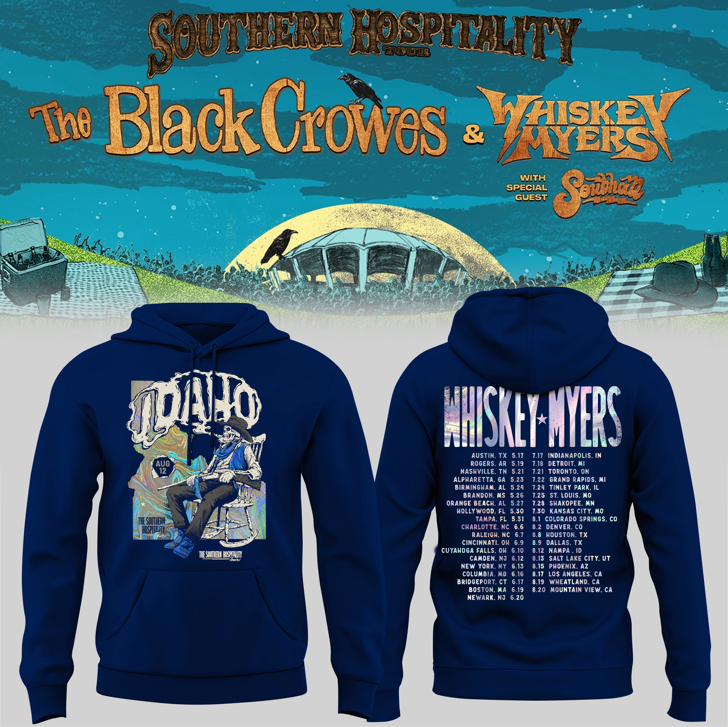 Limited Edition Whiskey Myers Southern Hospitality Tour In Nampa, Idaho Hoodie 2