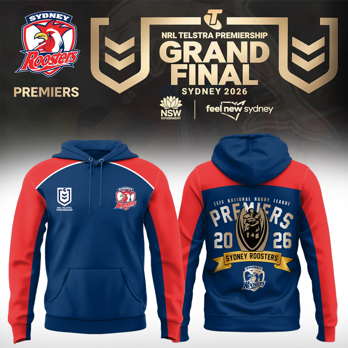 Sydney Roosters 🏆 NRL Premiers 2026 Hoodie