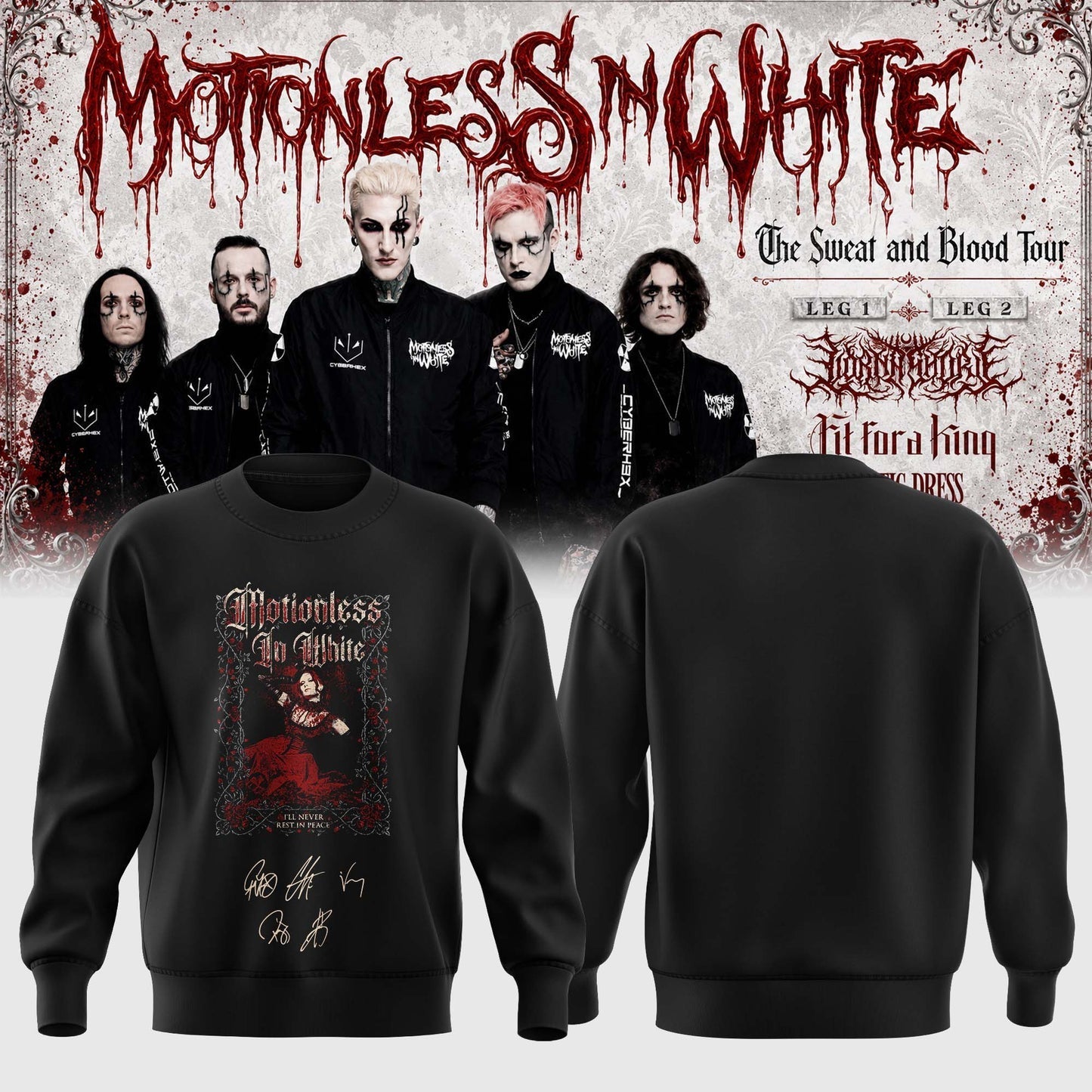 Motionless In White “The Sweat and Blood Tour 2026” Signature Limited Edition – Sweatshirt