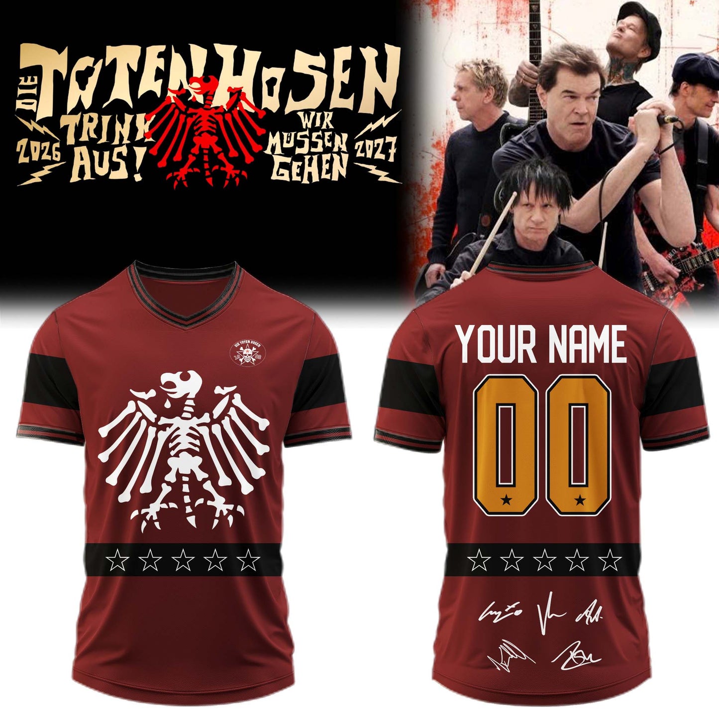 ,,,Die Toten Hosen Trink Aus! Wir Müssen Gehen Tour 2026/27 – Jersey (Custom Name&Custom Number)