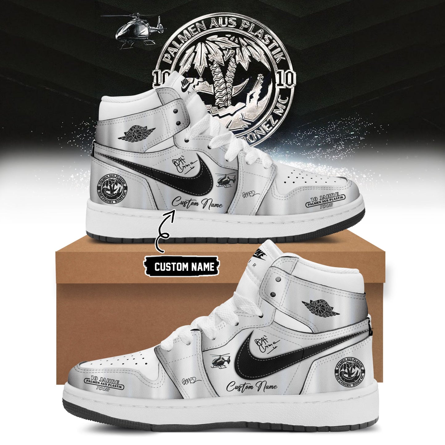 RAF Camora & Bonez MC “10 Jahre Palmen aus Plastik Tour” . Limited Edition Signature Shoes 2–