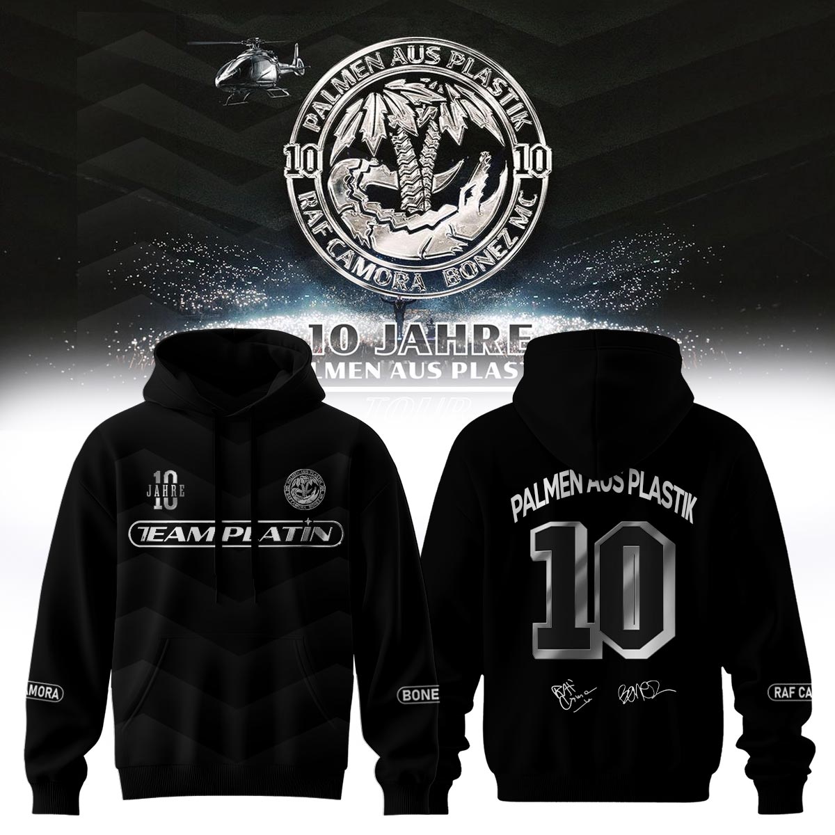 RAF Camora & Bonez MC “10 Jahre Palmen aus Plastik Tour” . Limited Edition Signature Hoodie