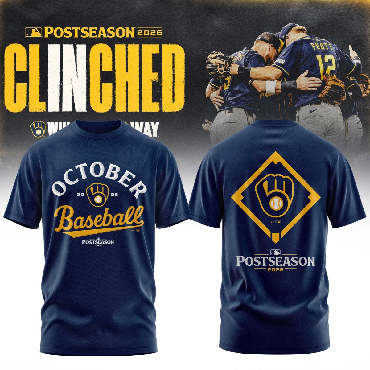 . Milwaukee Brewers Postseason 2026 3D All-Over Print Graphic T-Shirt V1
