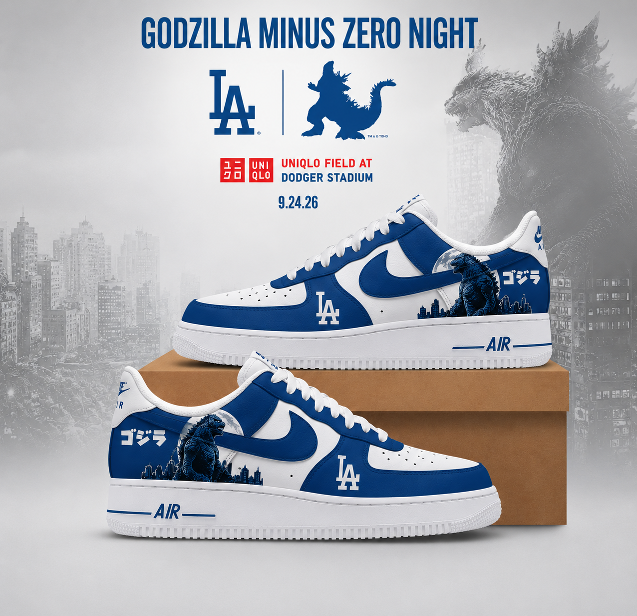 _LA × GODZILLA MINUS ONE SHOES