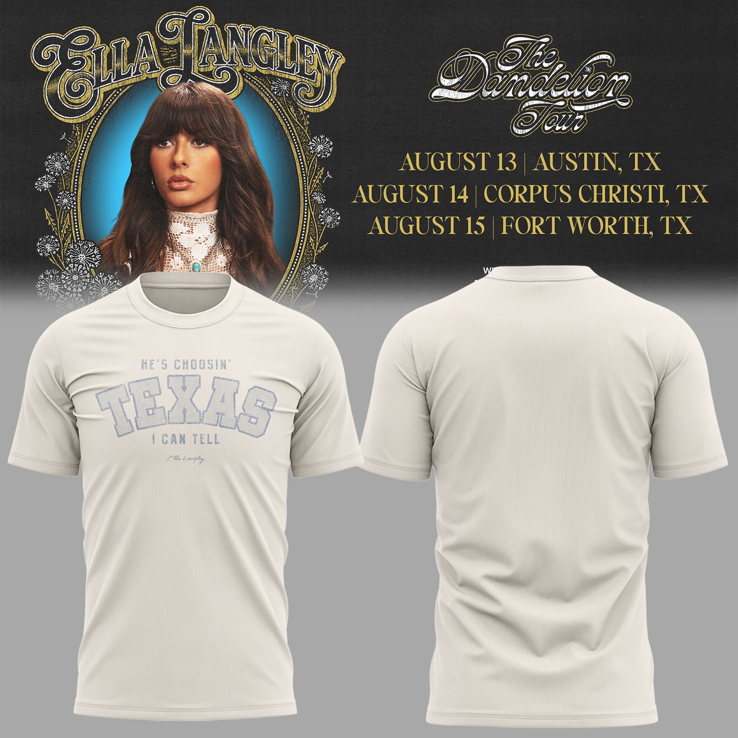 E.Langley “The Dandelion Tour” in Texas Shirt