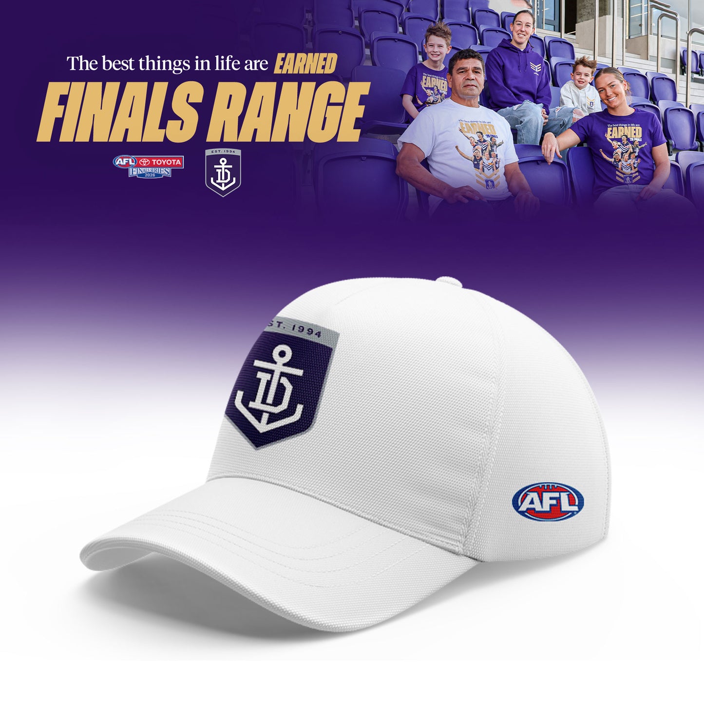 _Fremantle Dockers 2026 AFL EARNED Finals Range Limited White Polo Shirt