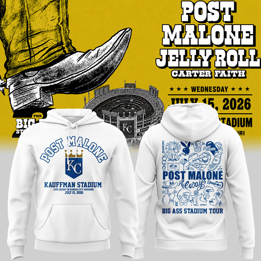Post Malone x Kansas City Royals - Limited Edition Big Ass Stadium Tour At Kauffman Stadium Hoodie 2