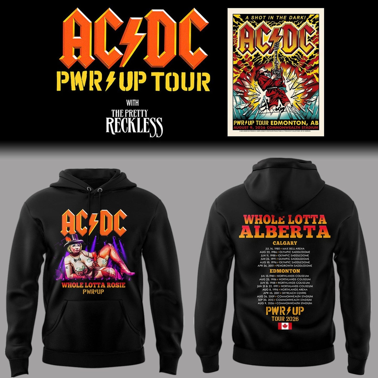 Limited Edition Power Up Tour 2026 in Edmonton,AB Hoodie