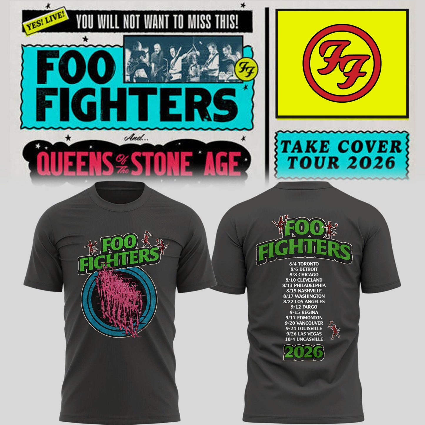 FF 🎸🎤 "Take Cover Tour 2026" TShirt-PU26080508