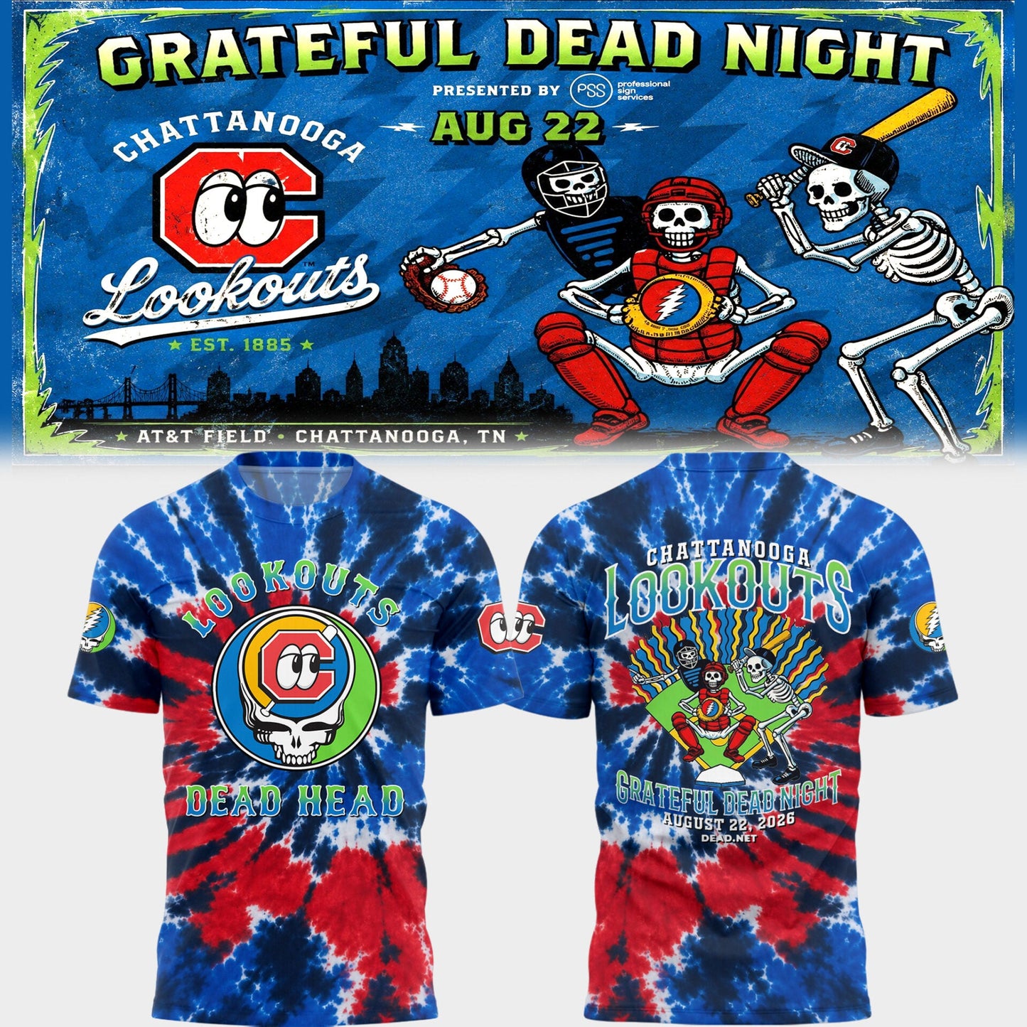 Limited Edition Chattanooga Lookouts - Grateful Dead Night 🎸🌹 Shirt 2