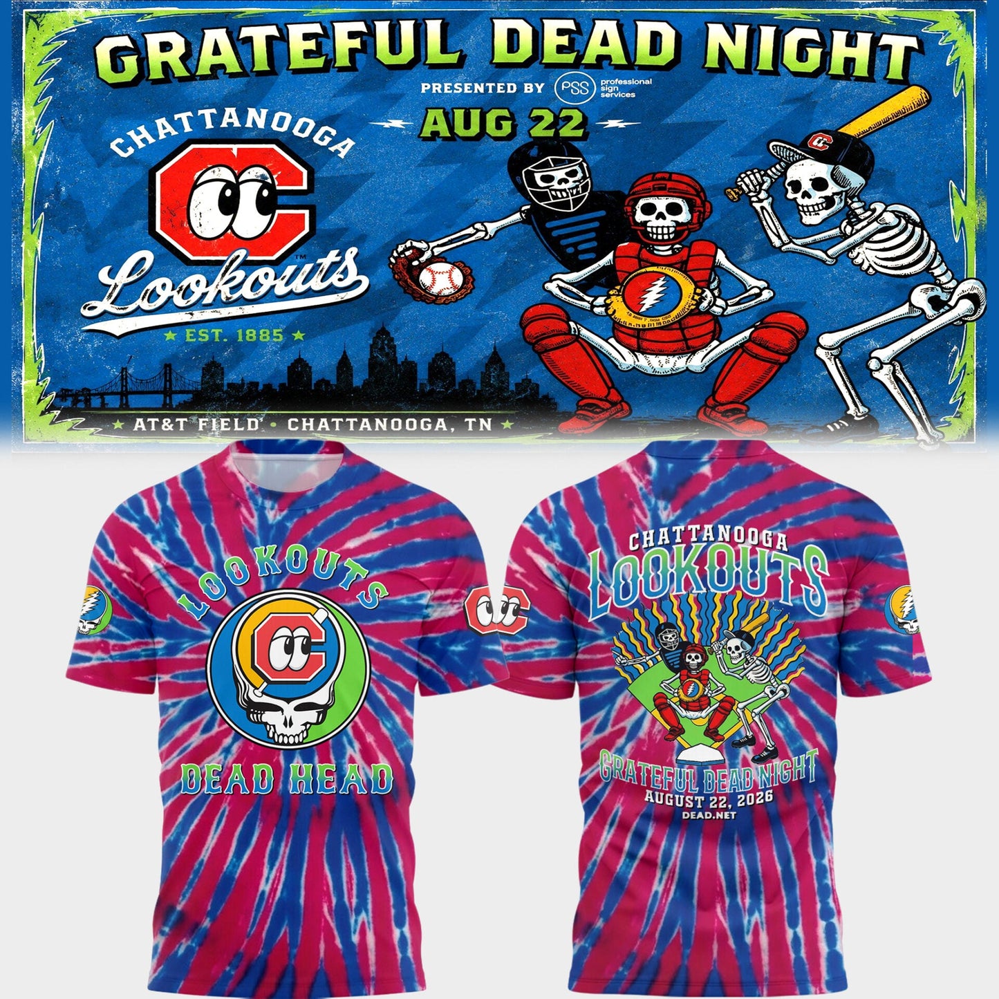 Limited Edition Chattanooga Lookouts - Grateful Dead Night 🎸🌹 Shirt 3