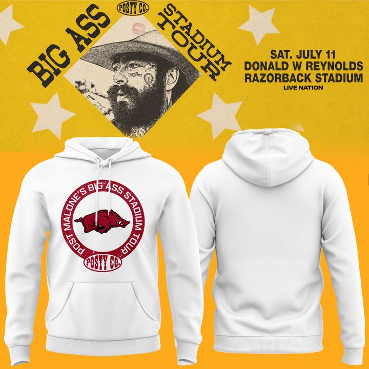 Post Malone x Arkansas Razorbacks - Limited Edition Big Ass Stadium Tour At Razorback Stadium Hoodie 6