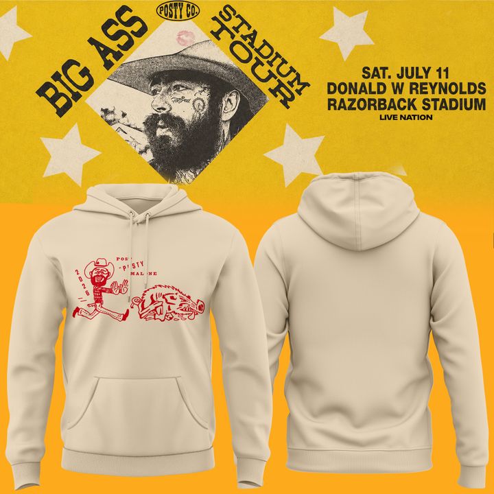 Post Malone x Arkansas Razorbacks - Limited Edition Big Ass Stadium Tour At Razorback Stadium Hoodie 5