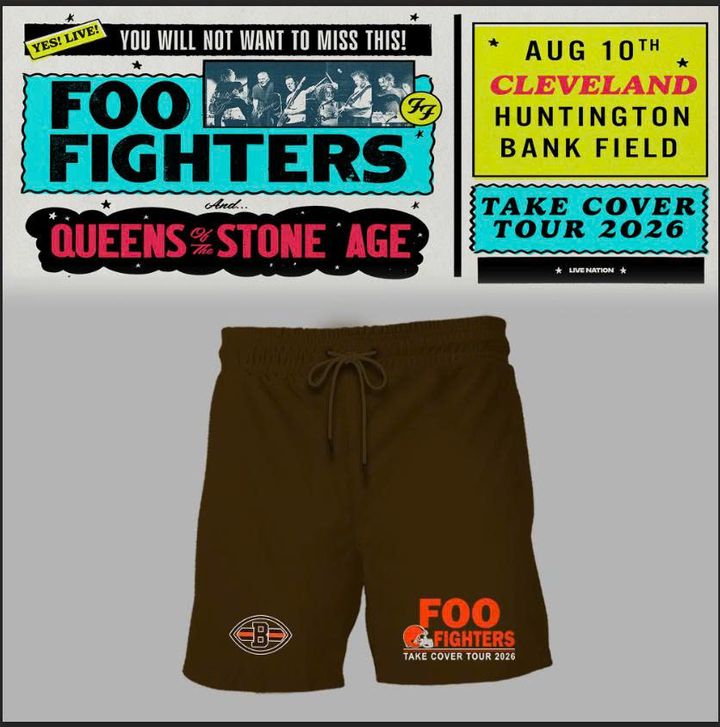 01. Newest Shirt Foo Fighters x Cleveland Browns - Take Cover Tour 2026 T-Shirt