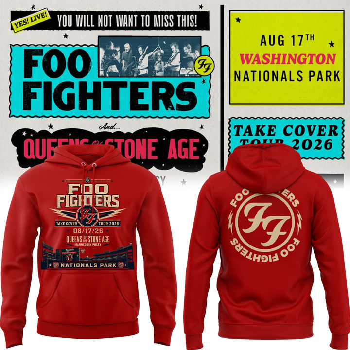 2. Limited Edition Foo Fighters x Nationals Park – Take Cover Tour 2026 hoodie