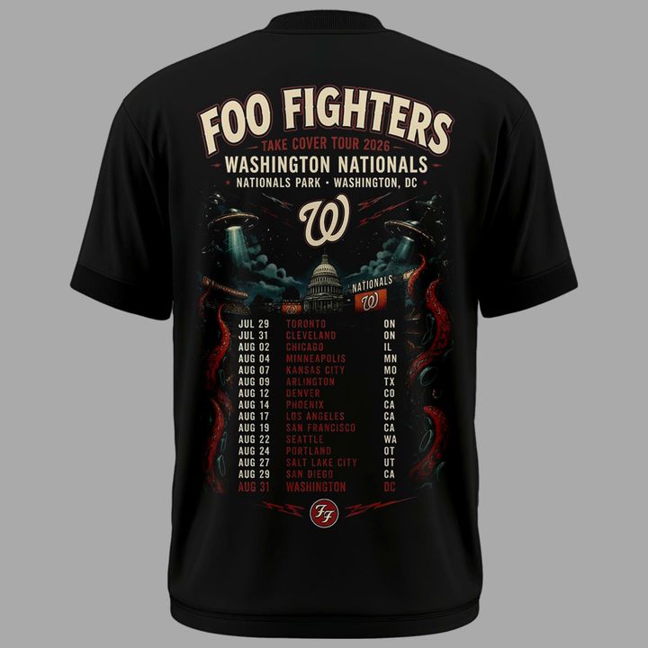 1. Limited Edition Foo Fighters x Nationals Park – Take Cover Tour 2026 T-Shirt