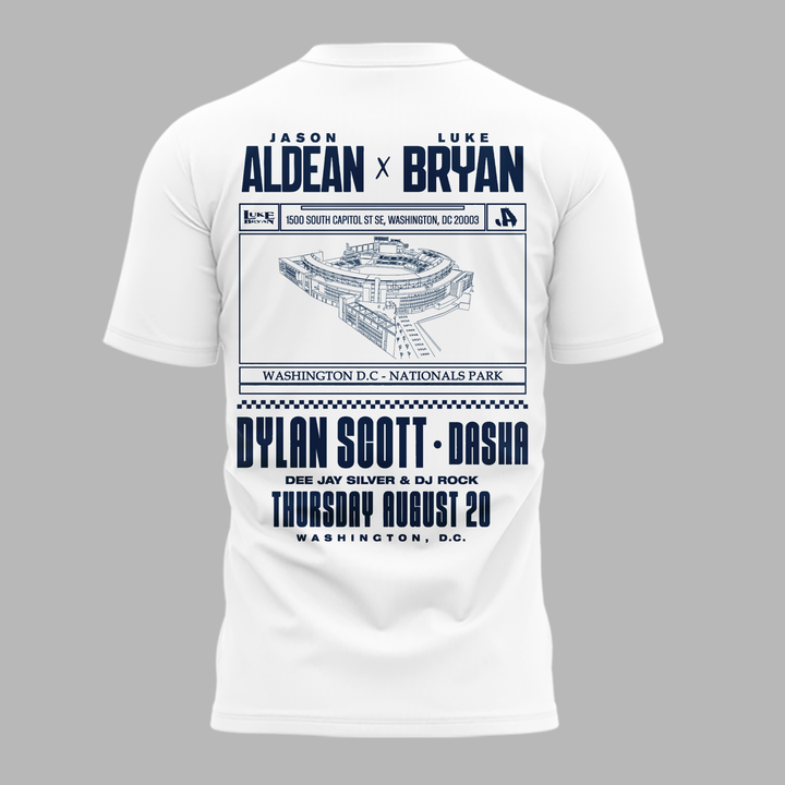 Limited Edition Washington Nationals x Jason Aldean And Luke Bryan White T-Shirt