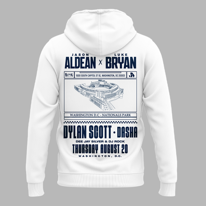 Limited Edition Washington Nationals x Jason Aldean And Luke Bryan White Hoodie