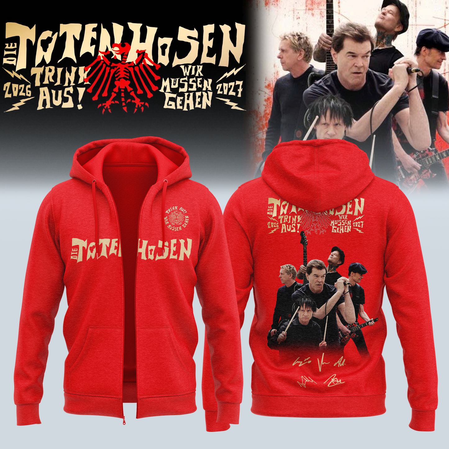 ,,,Die Toten Hosen Trink Aus! Wir Müssen Gehen Tour 2026/27 – Zip Hoodie