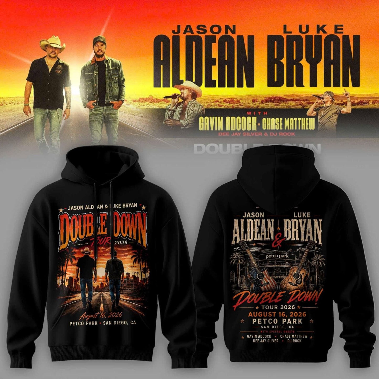 Jason Aldean & Luke Bryan – Double Down Tour 2026 Hoodie