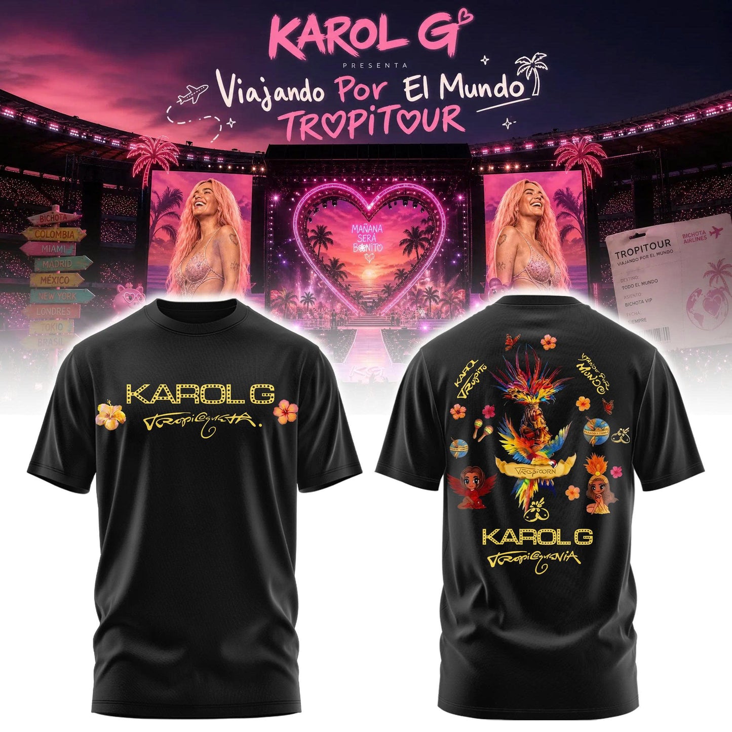 ‘Karol G Viajando Por El Mundo TropiTour 2026 Tshirt v10