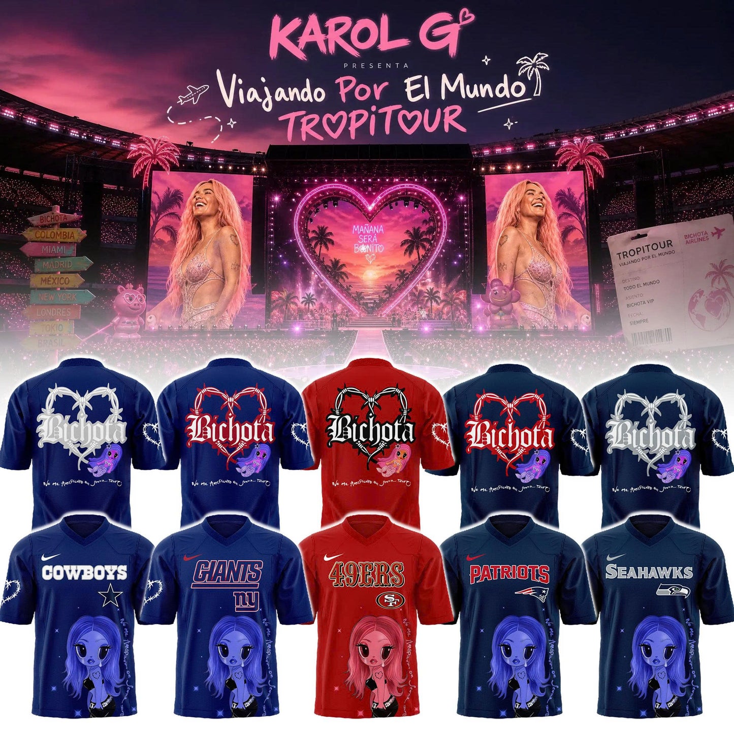 Karol G Viajando Por El Mundo TropiTour 2026 Jersey v2