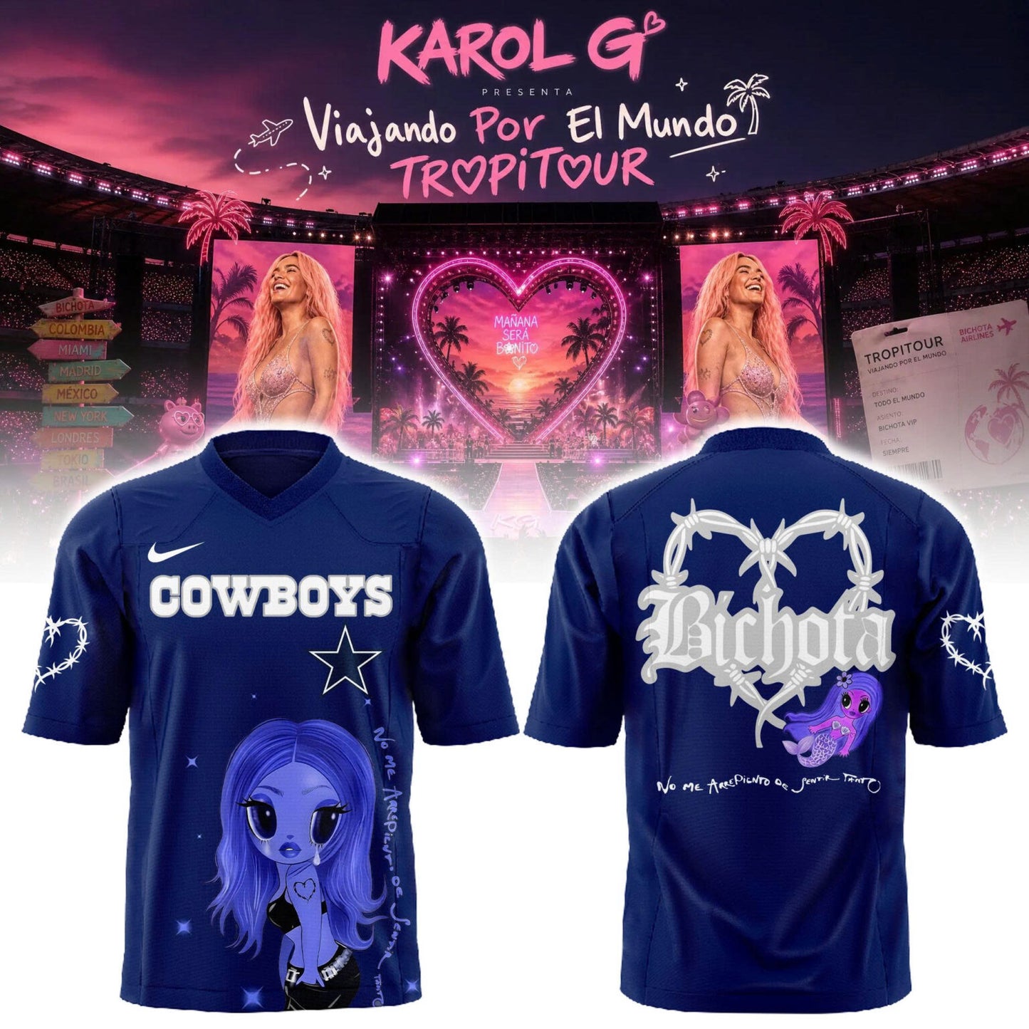Karol G Viajando Por El Mundo TropiTour 2026 Jersey v2