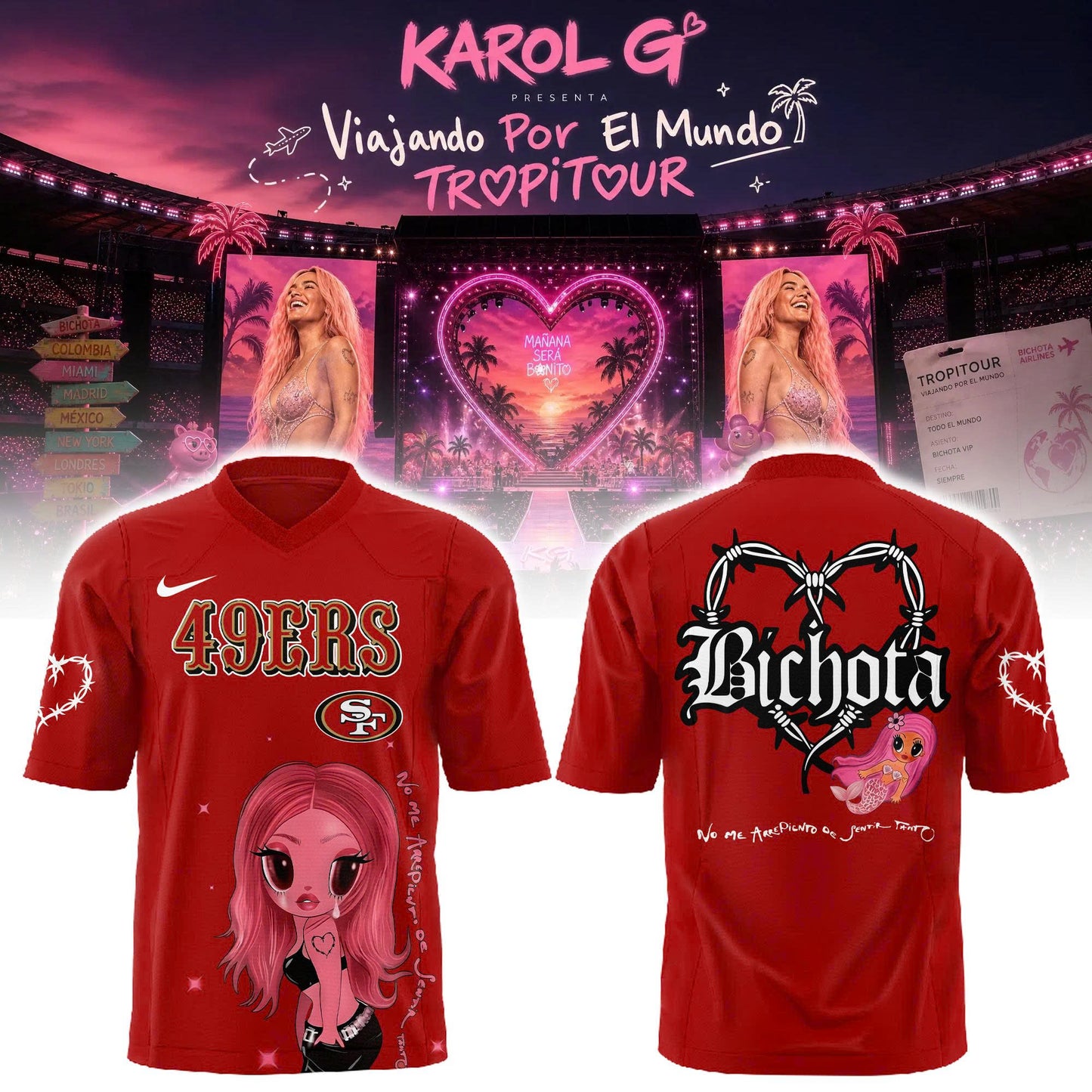 Karol G Viajando Por El Mundo TropiTour 2026 Jersey v2