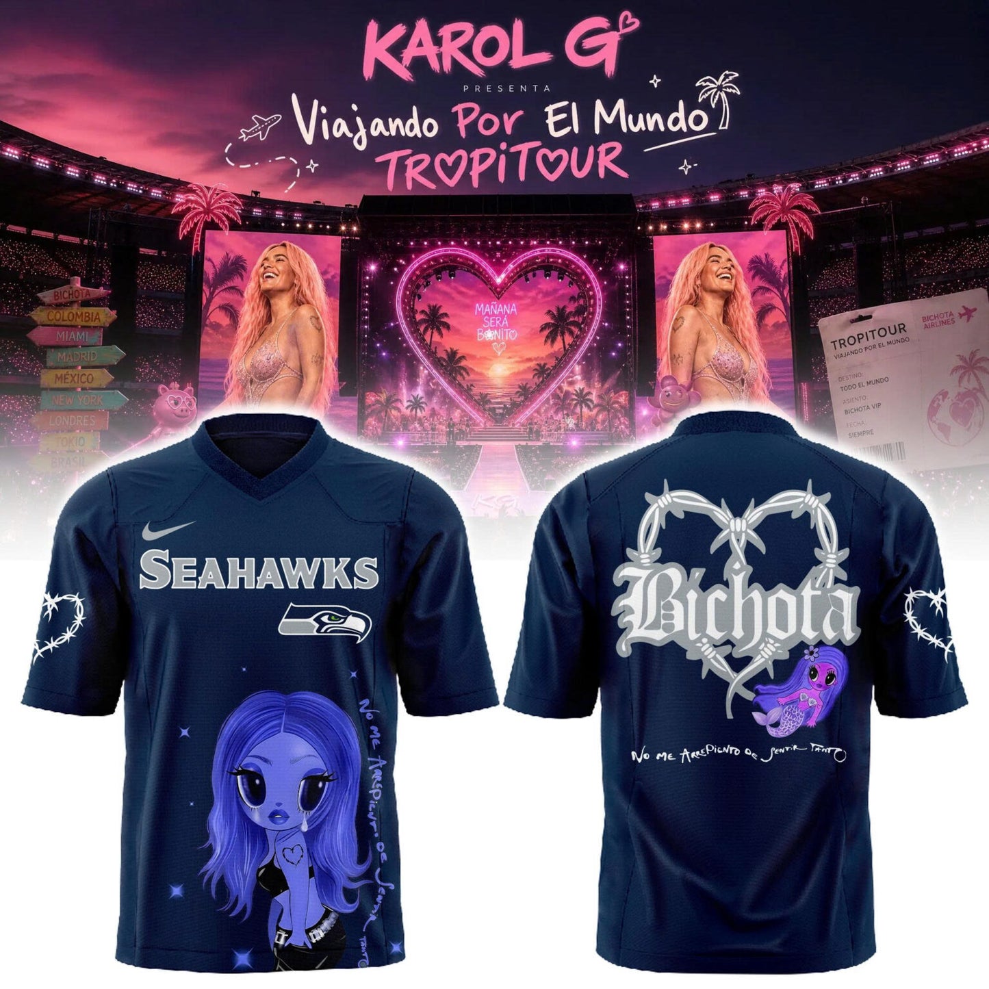 Karol G Viajando Por El Mundo TropiTour 2026 Jersey v2