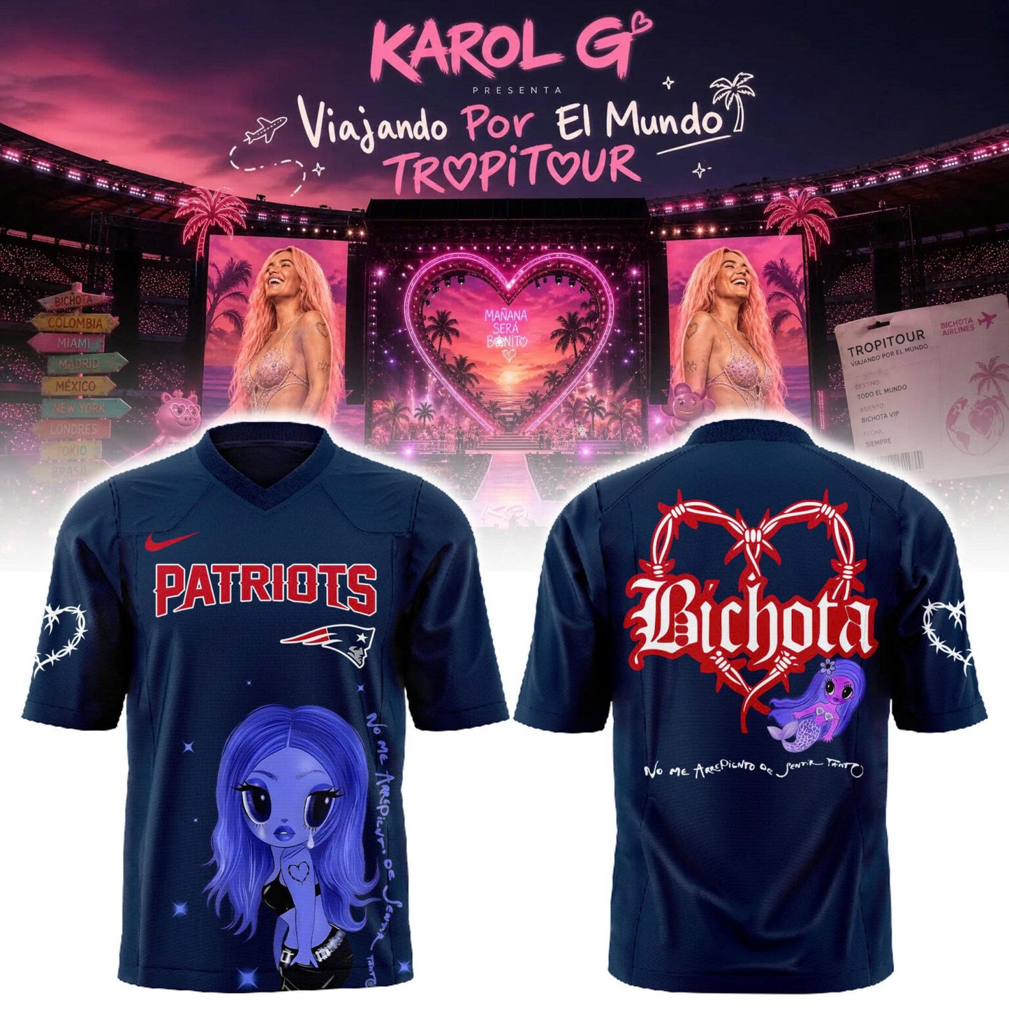 Karol G Viajando Por El Mundo TropiTour 2026 Jersey v2