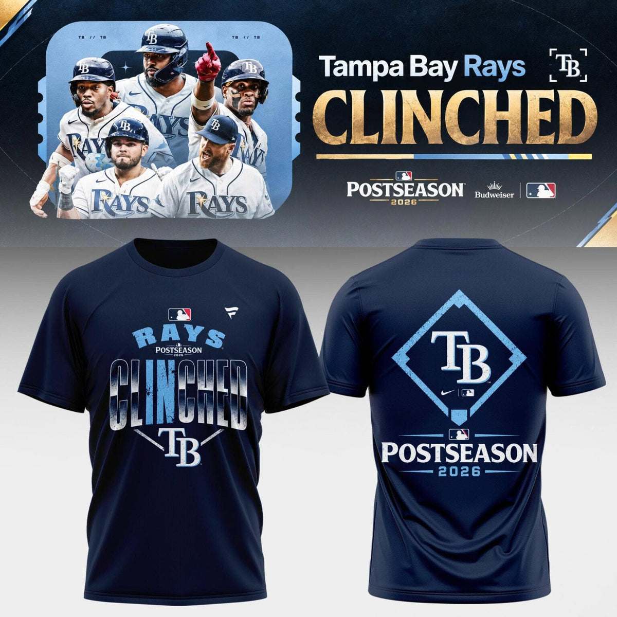 Tampa Bay Rays Shop 2026 Postseason Clinched – Tshirt