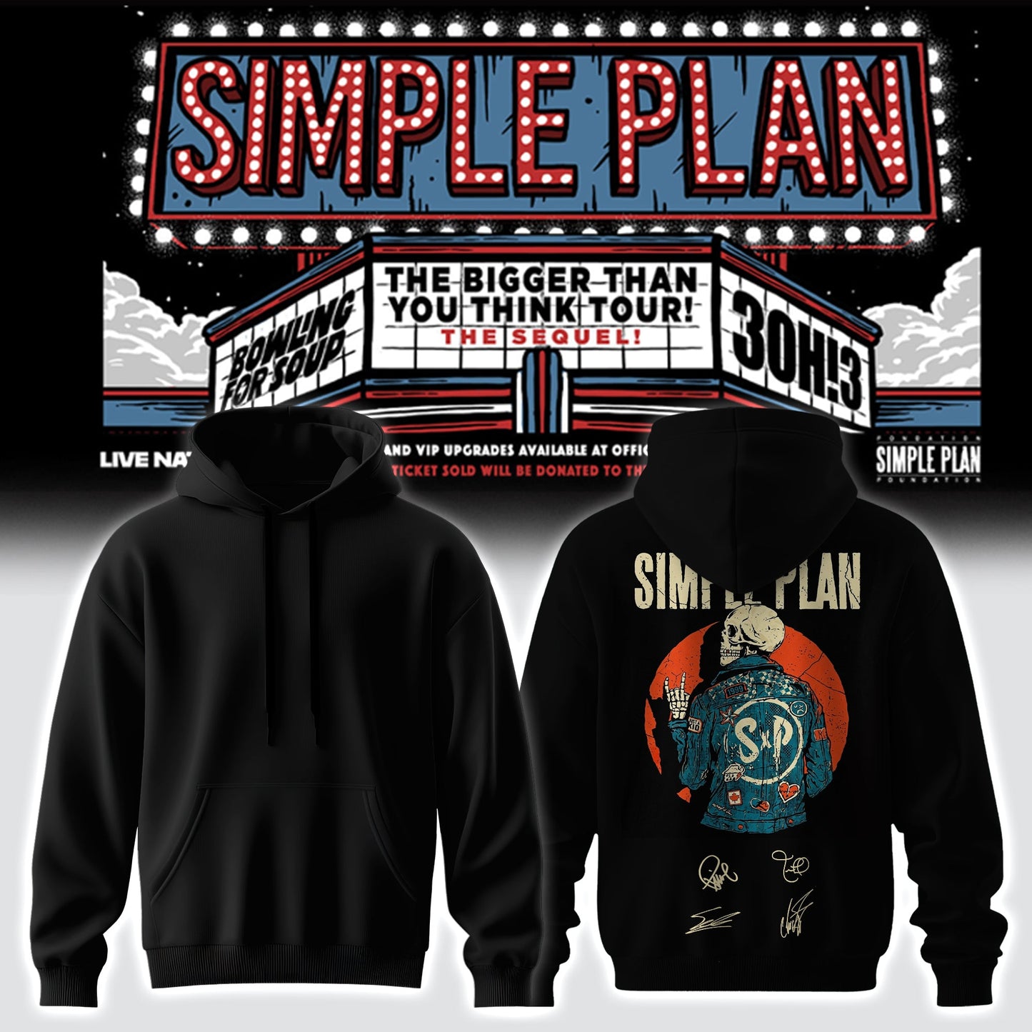 ,Simple Plan " The Bigger Than You Think! Tour " Signature Limited Edition - Hoodie