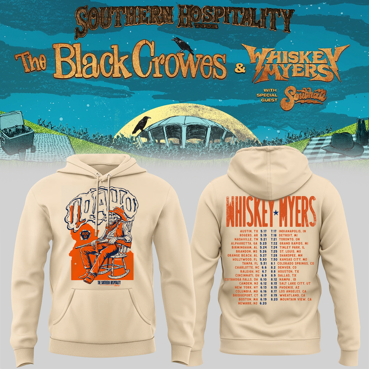 Limited Edition Whiskey Myers Southern Hospitality Tour In Nampa, Idaho Hoodie 1