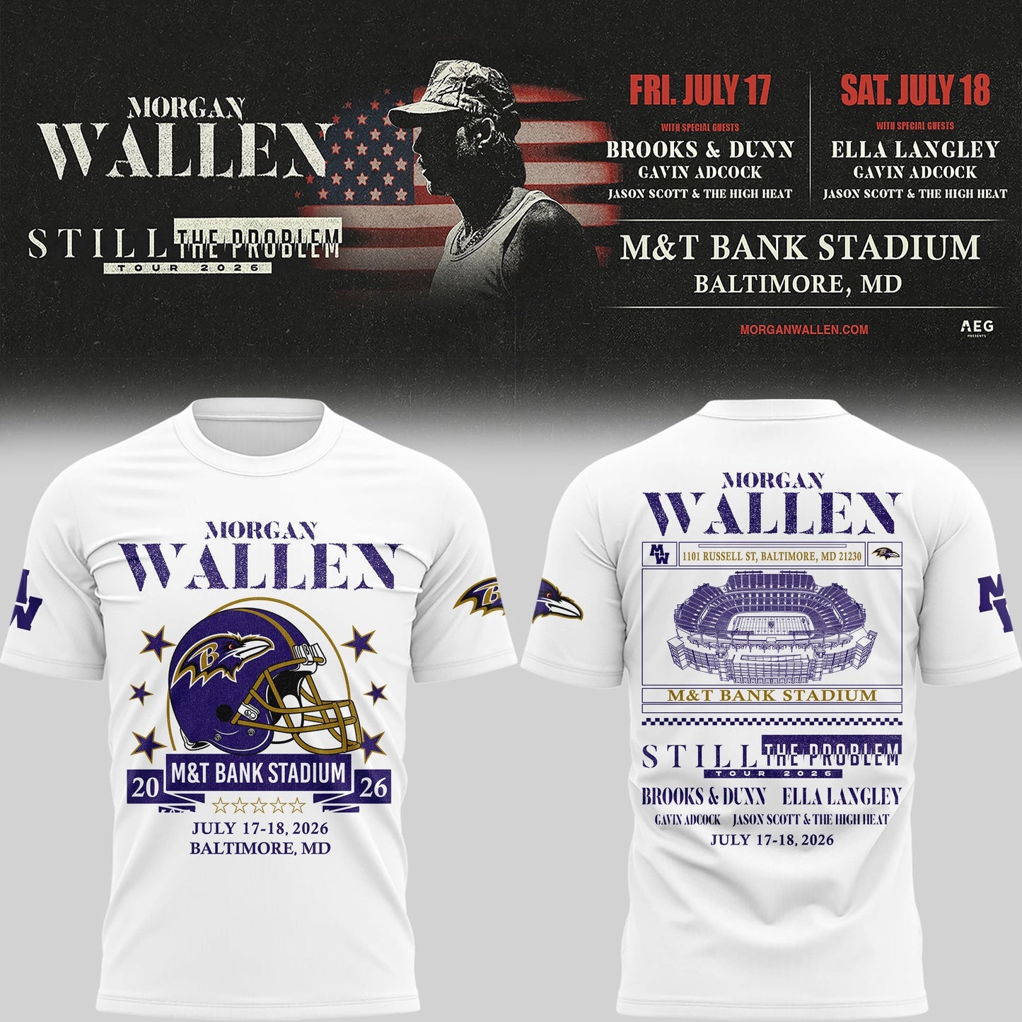 Exclusive Version Baltimore Ravens x MW  White Tshirt 2026