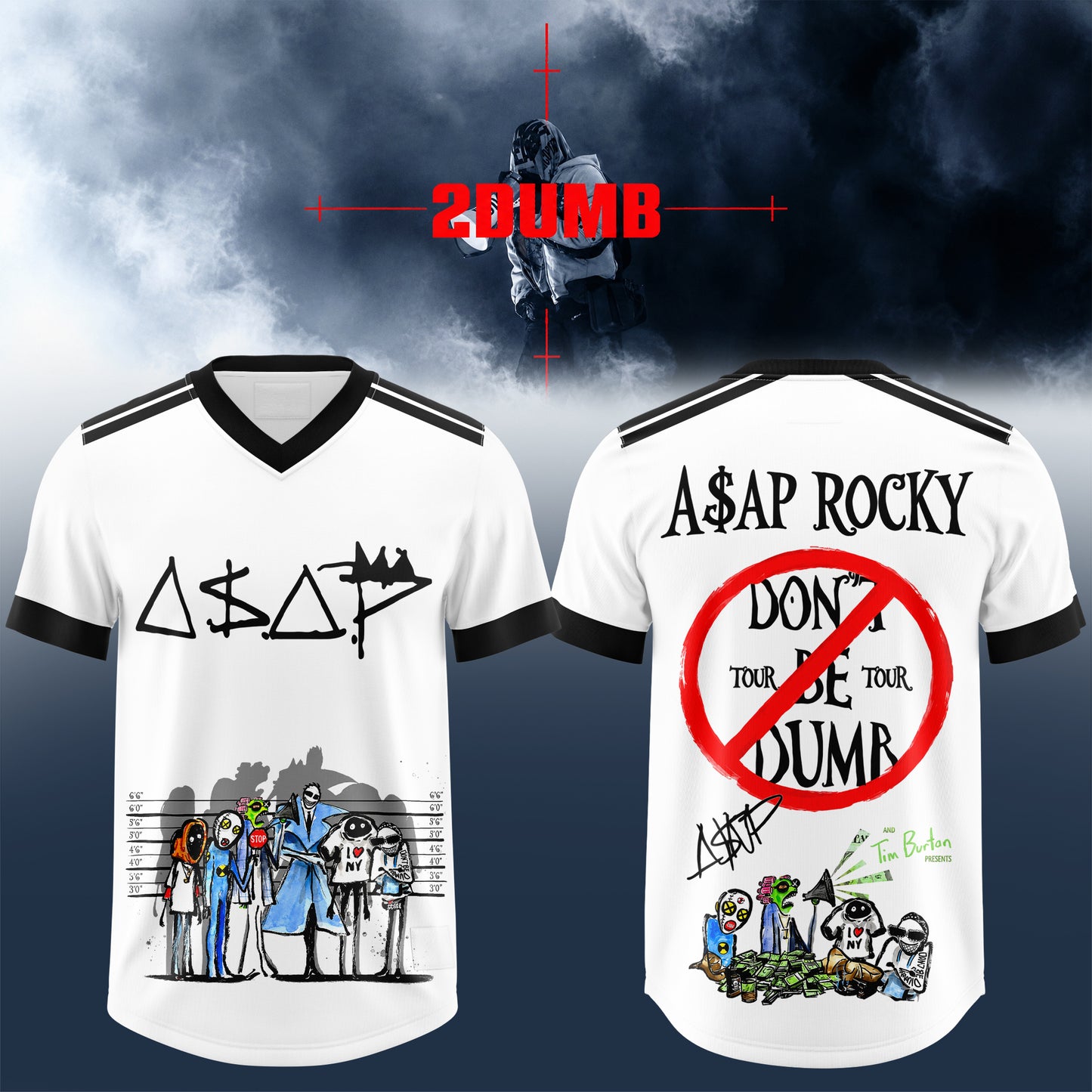 _Asap Rky Don’t Be Dumb Tour 3D All-Over Print Football Jersey V1