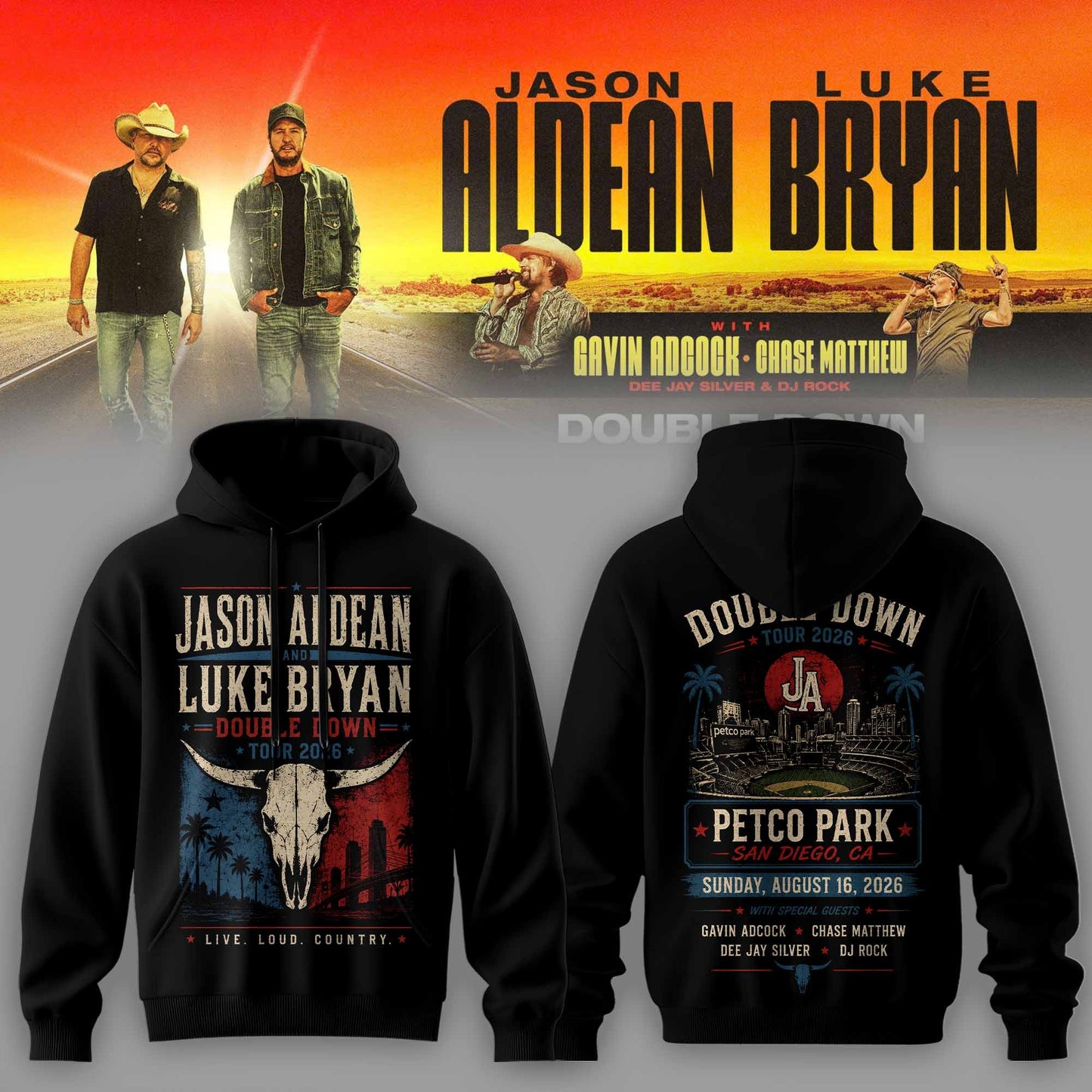 Jason Aldean & Luke Bryan – Double Down Tour 2026 Hoodie