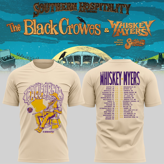 Limited Edition Whiskey Myers Southern Hospitality Tour In CA T-Shirt 1