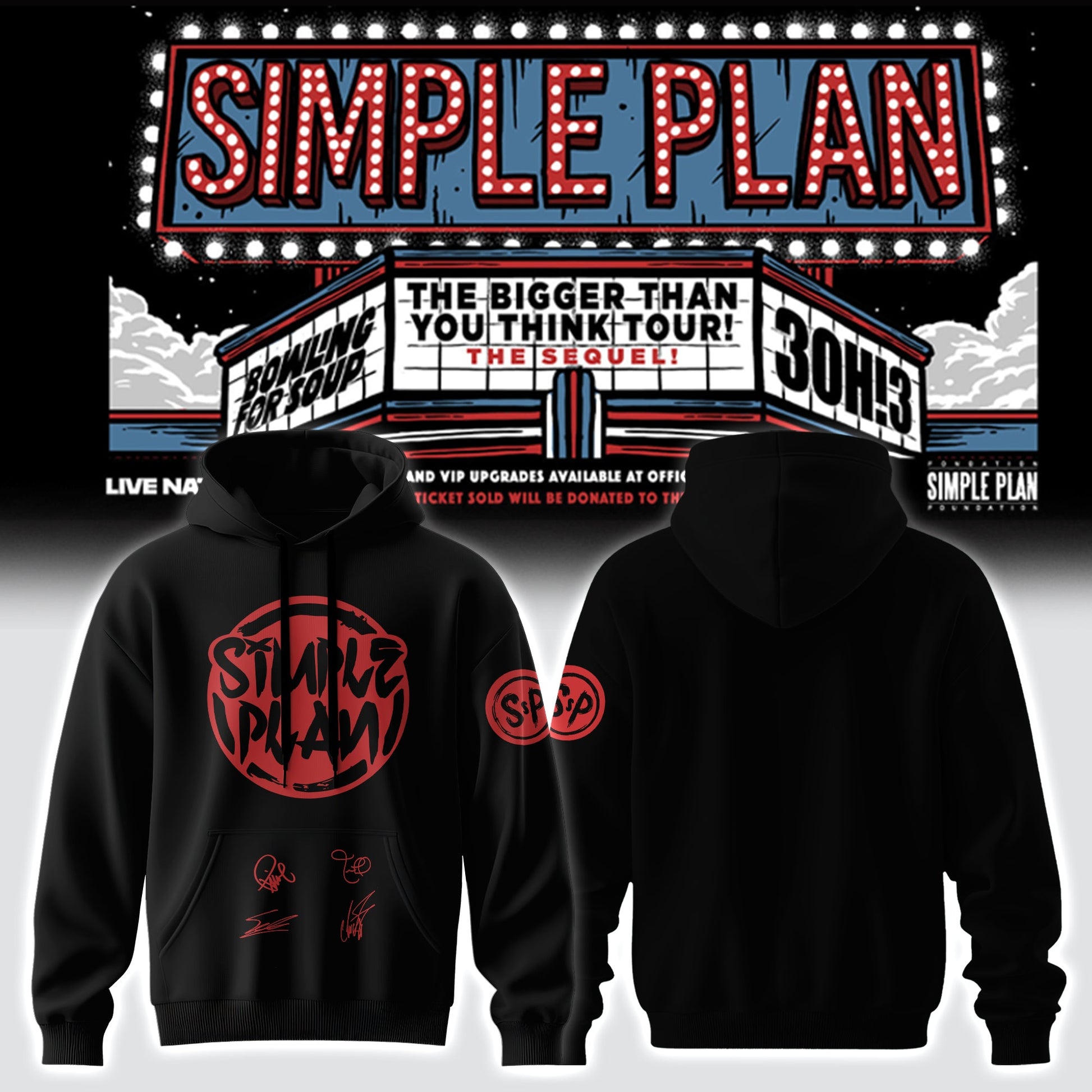 ,Simple Plan " The Bigger Than You Think! Tour " Signature Limited Edition - Hoodie