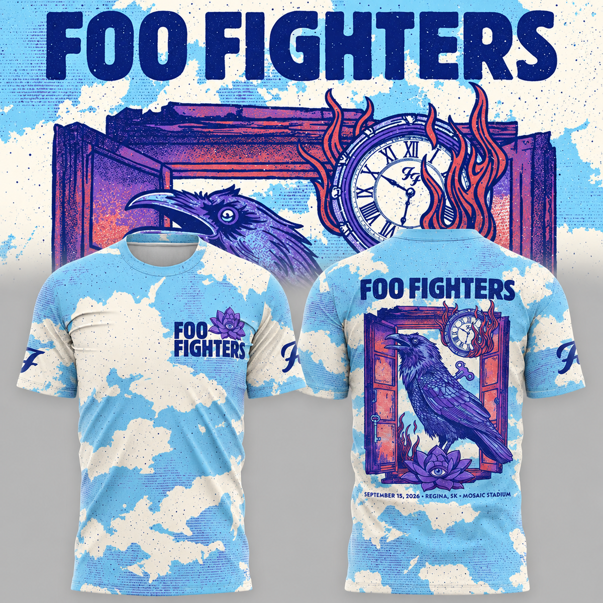Foo Fighters Mosaic Stadium Regina 2026 Tour T-Shirt