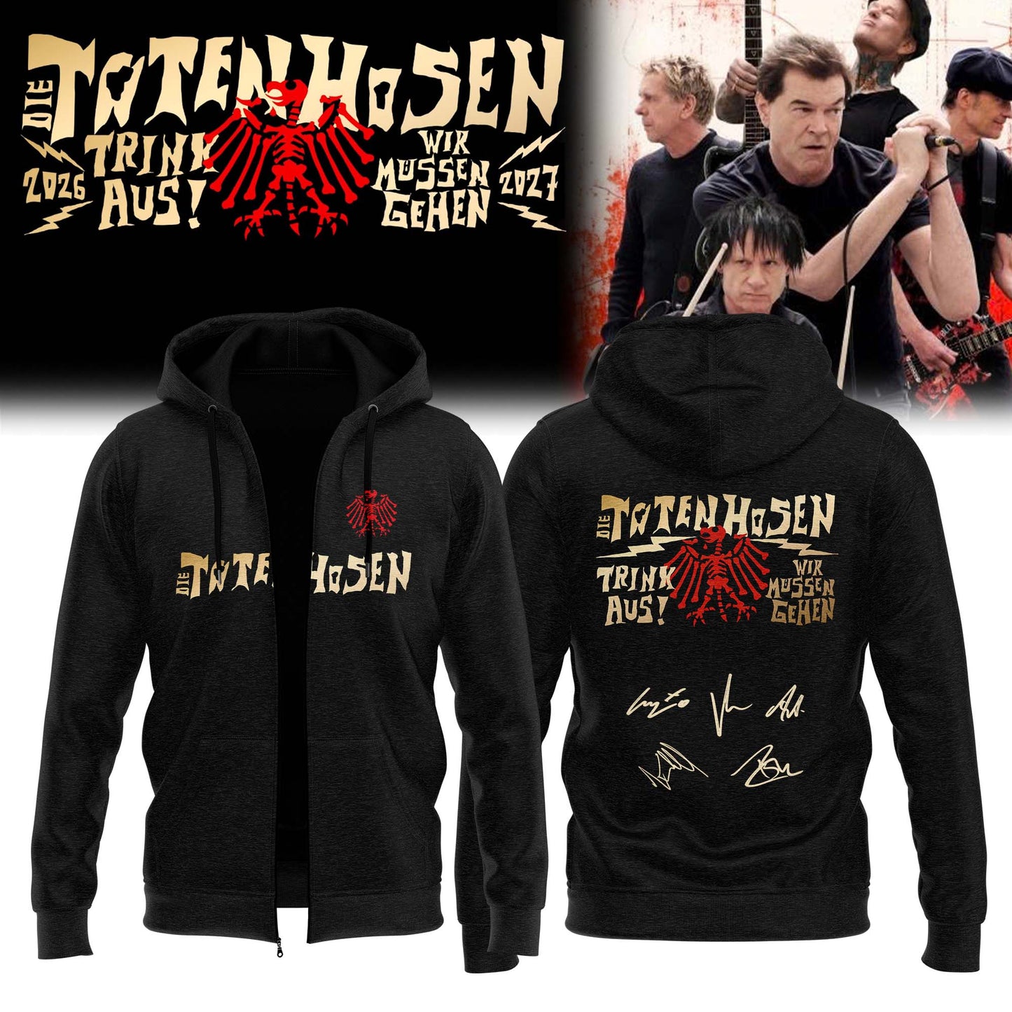 ,,,Die Toten Hosen Trink Aus! Wir Müssen Gehen Tour 2026/27 – Zip Hoodie