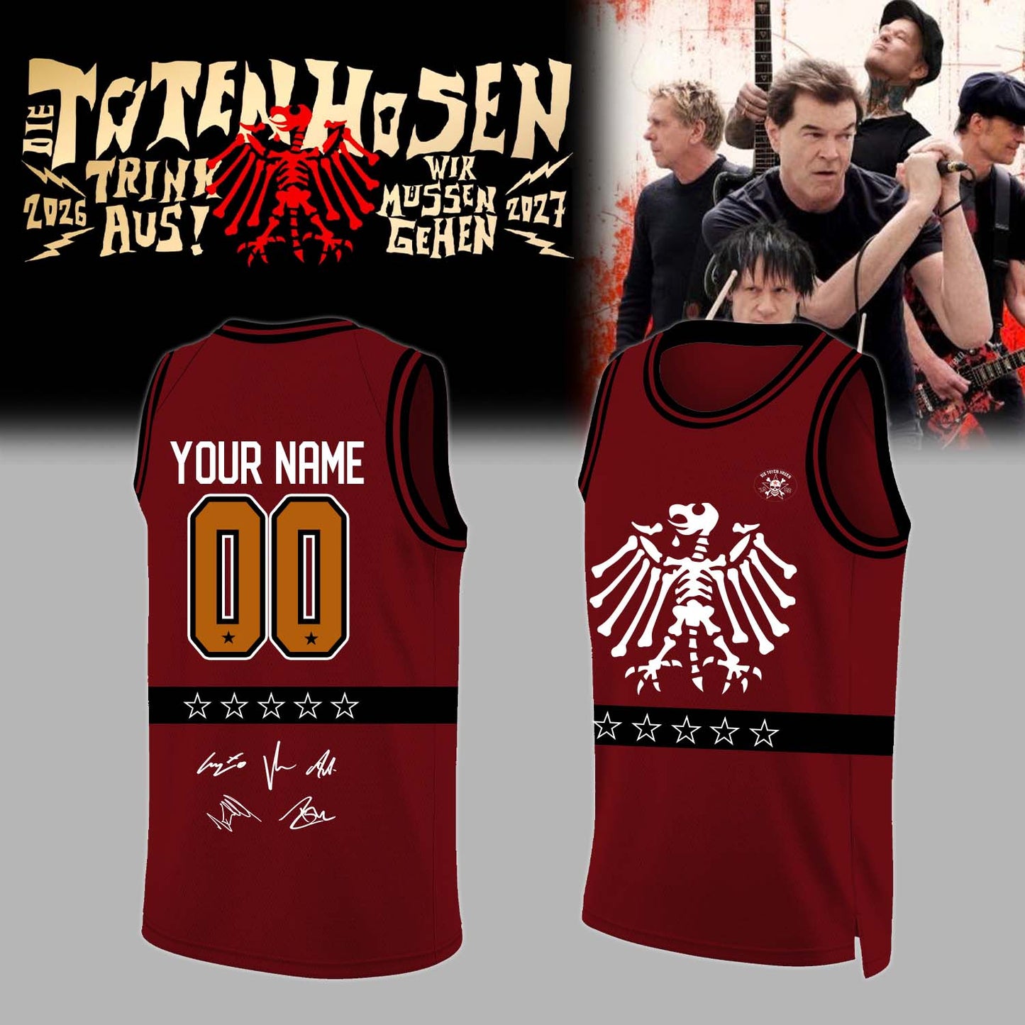,,,Die Toten Hosen Trink Aus! Wir Müssen Gehen Tour 2026/27 – Jersey (Custom Name&Custom Number)