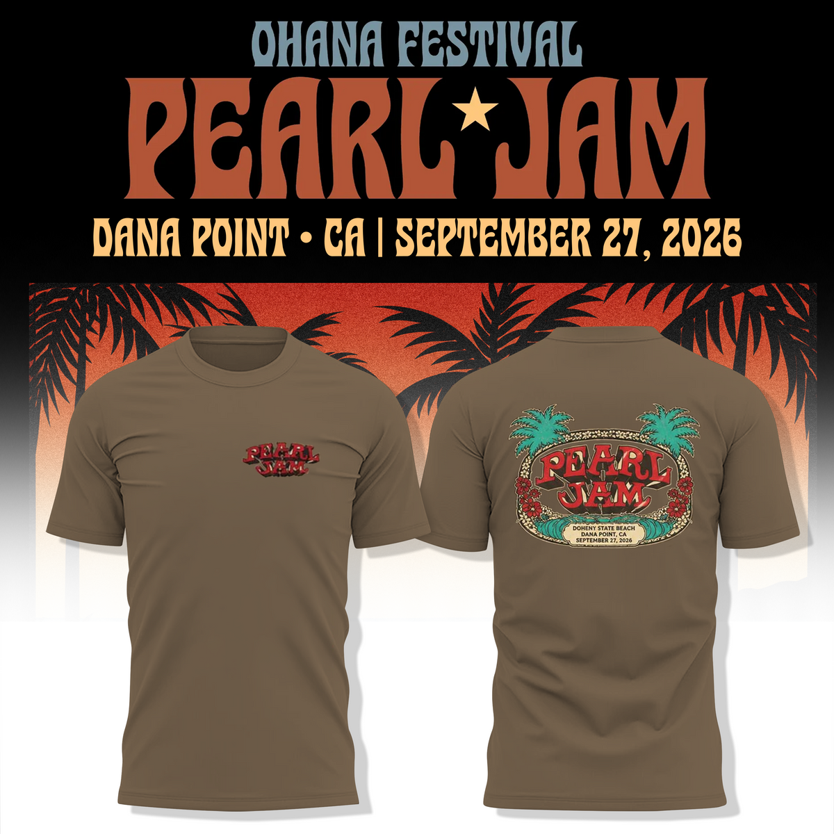 Pearl Jam Ohana Festival Dana Point 2026 T-Shirt
