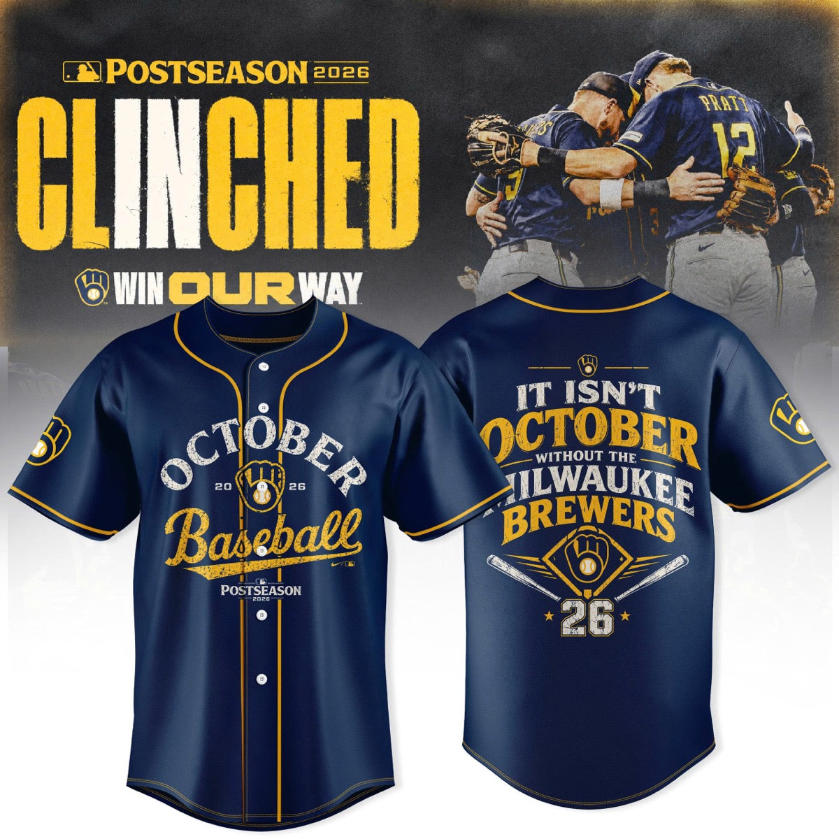. Milwaukee Brewers Postseason 2026 3D All-Over Print Graphic T-Shirt V4