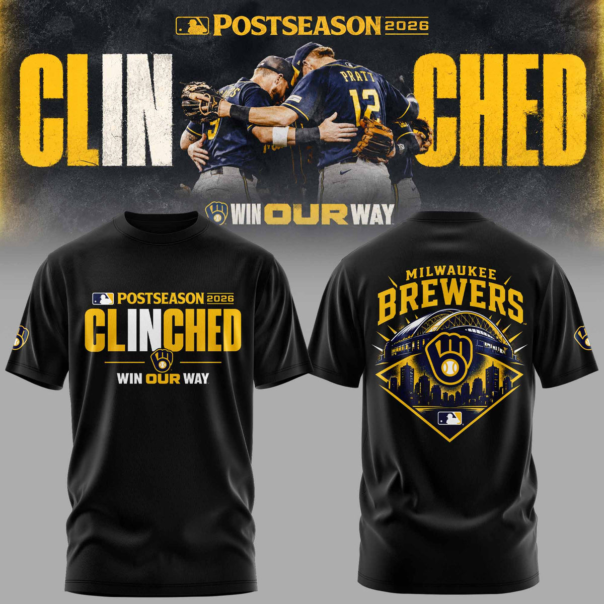 . Milwaukee Brewers Postseason 2026 3D All-Over Print Graphic T-Shirt V1