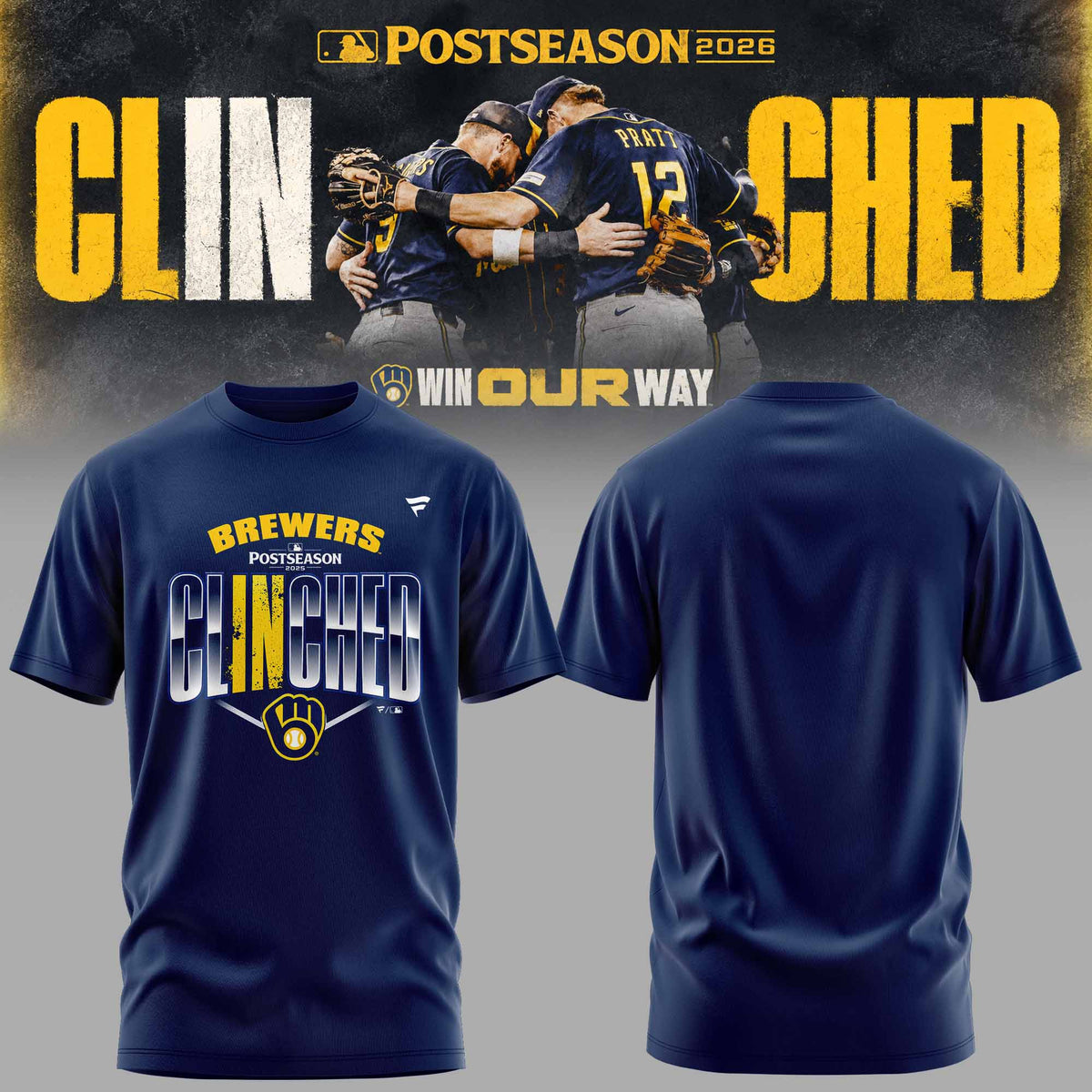 . Milwaukee Brewers Postseason 2026 3D All-Over Print Graphic T-Shirt V2