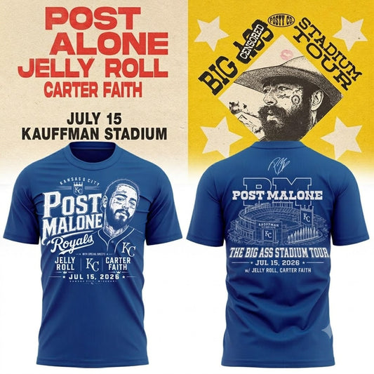 Post Malone x Kansas City Royals - Limited Edition Big Ass Stadium Tour At Kauffman Stadium Shirt 3