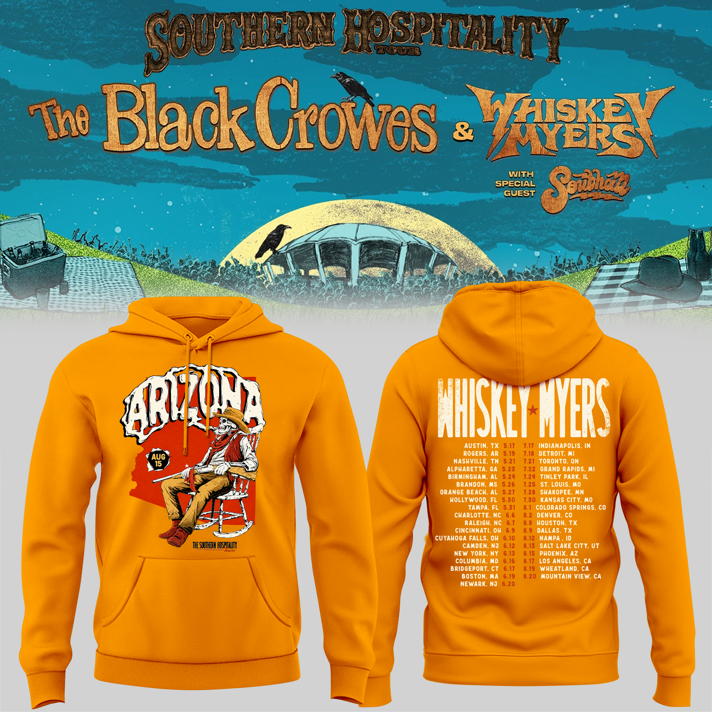 Limited Edition Whiskey Myers Southern Hospitality Tour In Arizona Hoodie 2